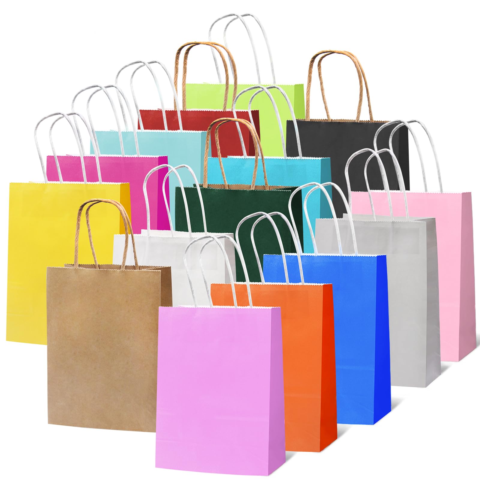 rokrist Bunte Geschenktüten mit Henkel 15 Stück Papiertüten Bunt, Bunte Kraftpapier Partytüten, für Weihnachten Partys, Hochzeiten, Geburtstag, Feiern, Süßigkeiten, DIY (21x15x8cm) 15 Farben Angebot bei HelloDeals