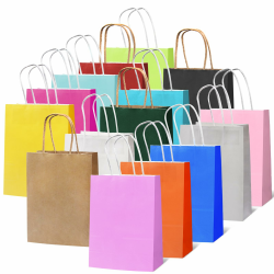 rokrist Bunte Geschenktüten mit Henkel 15 Stück Papiertüten Bunt, Bunte Kraftpapier Partytüten, für Weihnachten Partys, Hochzeiten, Geburtstag, Feiern, Süßigkeiten, DIY (21x15x8cm) 15 Farben Angebot bei HelloDeals
