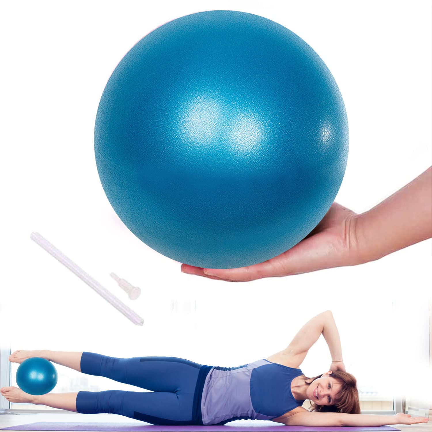 Lanjue Kleiner Pilates Ball, 25 cm Rutschfester Fitnessball Gymnastikball Klein, Weicher Yoga Ball für Bauch und Schultertraining Balance Sport Pilates Blau Angebot bei HelloDeals