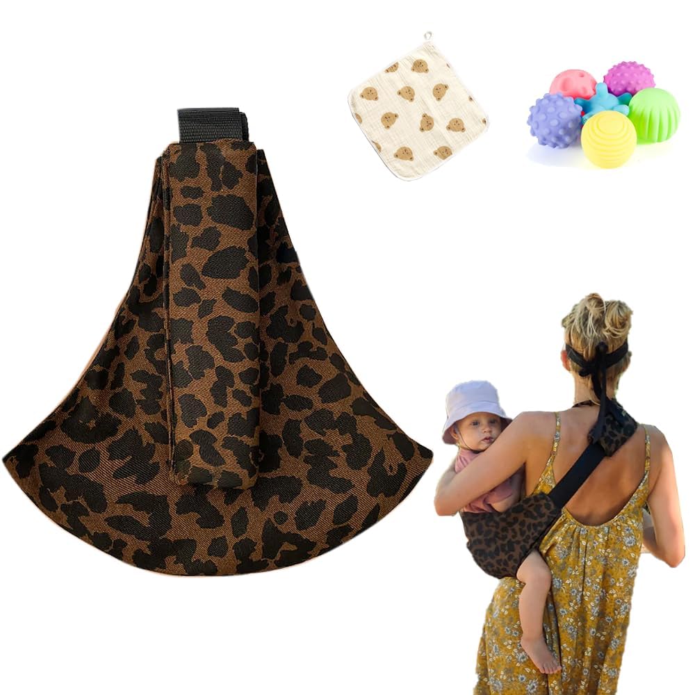 Babytragetuch, verstellbare Babytrage, verstellbare Tragetasche, einfache Kleinkindtrage, bequeme Babytrage, Wickeltuch für Neugeborene bis 3-36 Monate (Leopard) Angebot bei HelloDeals