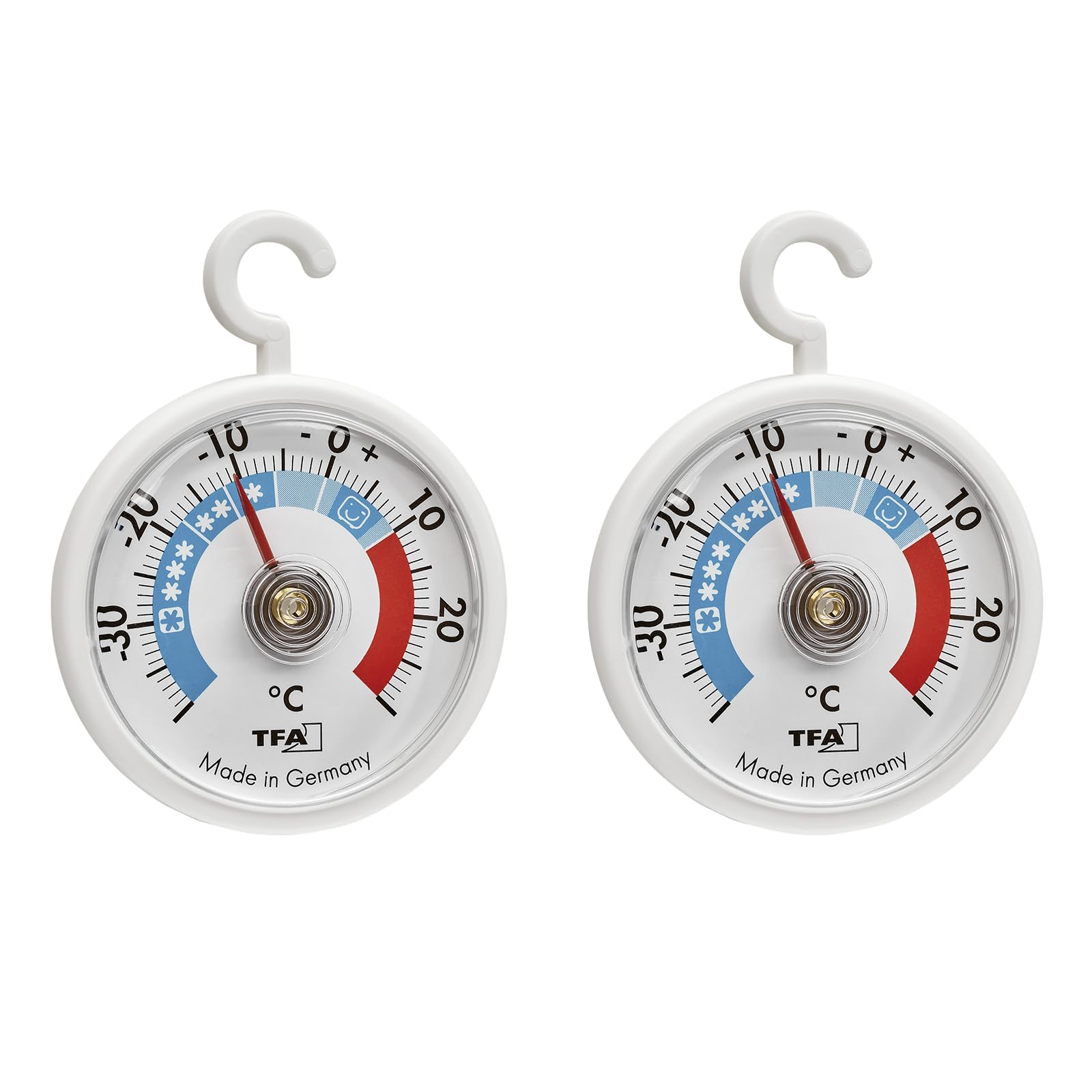 TFA Dostmann 2er Set Analoge Kühlthermometer mit Haken, 95.1036, handlich, mit Kühlzonen, für Kühlschrank, Gefrierschrank und Kühlhaus zur Temperaturkontrolle, bis -40°C, weiß Angebot bei HelloDeals