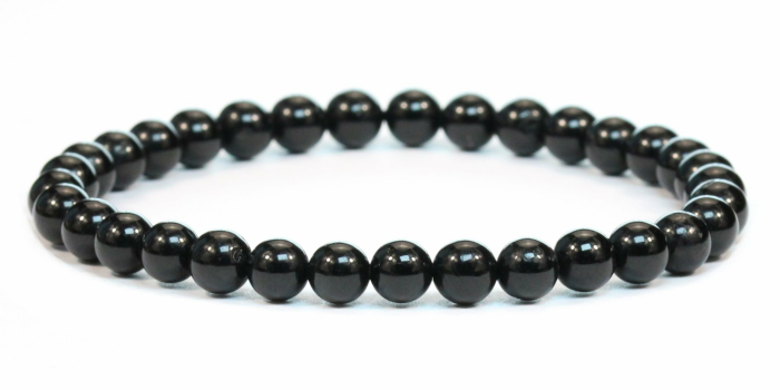 Echtes Edelstein Armband mit runden 6mm Perlen - verschiedene Längen - Heilstein Schutzstein Edelsteinarmband Glücksbringer Talisman Geschenk Schwarzer Turmalin M - 18 CM Angebot bei HelloDeals