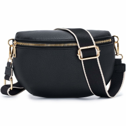 Roulens Kleine Damen Umhängetaschen,Elegant Bauchtasche Damen,Umhängetasche aus Veganes Leder,Crossbody Bag Damen,RFID Blockierung Kartenschlitz Brusttasche mit Verstellbar Abnehmbar Breiter Gurt A-schwarz Angebot bei HelloDeals