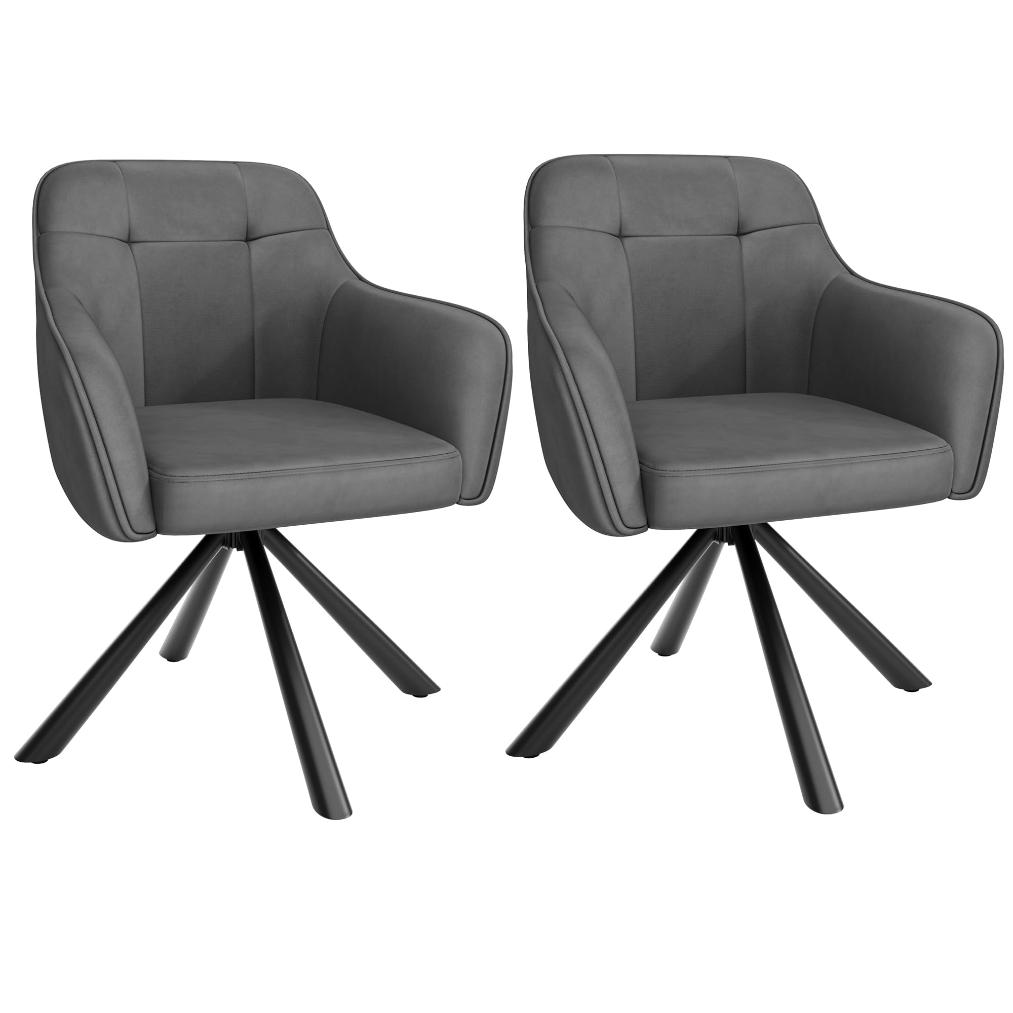 YOUDENOVA Esszimmerstühle 2er Set, 360° Drehbar mit Armlehnen, Samt Polsterstuhl für Esszimmer, Küche, Wohnzimmer & Büro, Stühle Esszimmer Dunkelgrau Dunkelgrau 2er Set Angebot bei HelloDeals