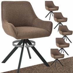 Esszimmerstühle Drehbar 6er Set mit Armlehne – 360°Drehbar Polsterstuhl Leinen Modern Drehstuhl Küchenstuhl mit Metallgestell und Rückenlehne für Esszimmer, Wohnzimmer, Büro, Braun 6er Leinen-braun Angebot bei HelloDeals