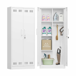 Besenschrank Mehrzweckschrank Staubsaugerschrank Putzmittelschrank Putzschrank Haushaltsschrank Stauraumschrank Hofschrank Wäscheschrank Vorratsschrank Flurschrank Stahlschrank 70x30x168 cm Angebot bei HelloDeals