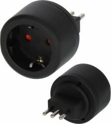 Brennenstuhl Reisestecker/Reiseadapter (Reise-Steckdosenadapter zum Anschluss elektrischer Geräte mit Schutzkontakt Stecksystem in Ländern mit italienischem Stecksystem) schwarz Angebot bei HelloDeals