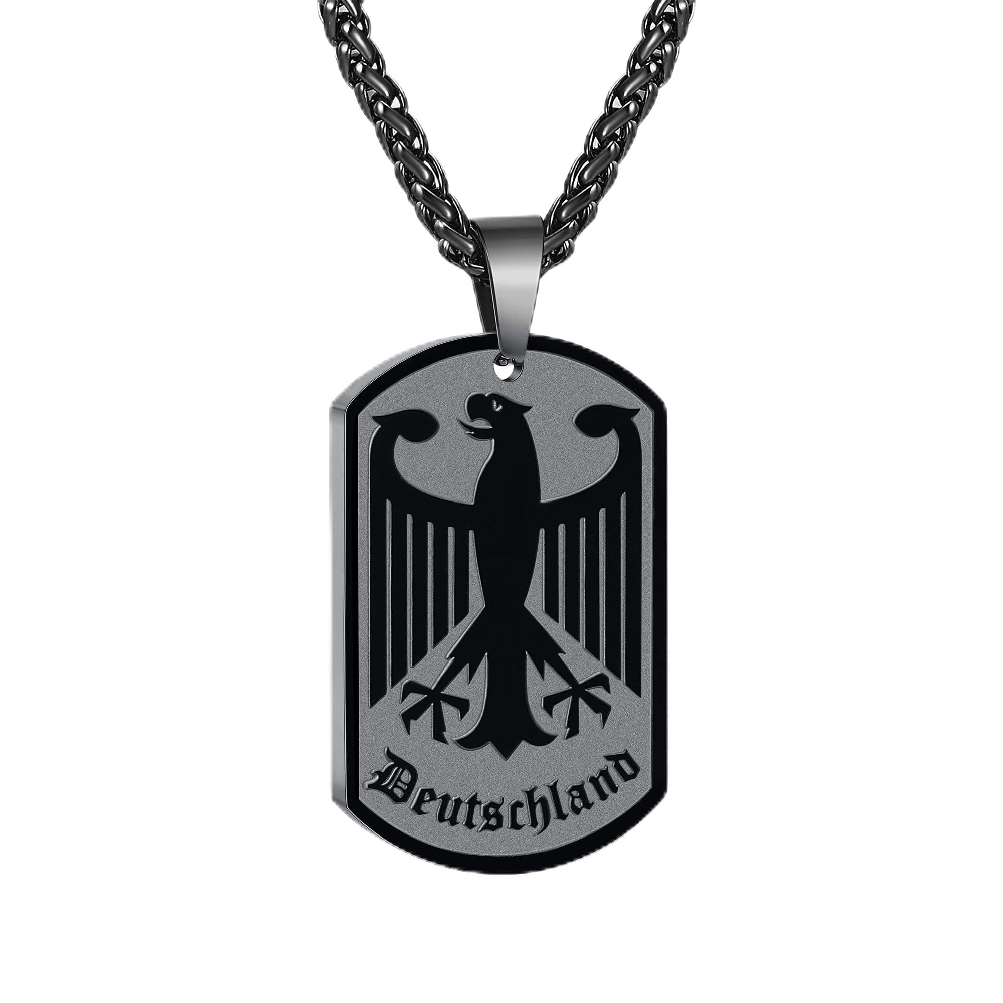 Deutschland Kette Adler Herren, Edelstahl Bundesadler Halskette Männer Schmuck Geschenke für Männer Teenager Jungs Bruder, 60CM Schwarz Angebot bei HelloDeals
