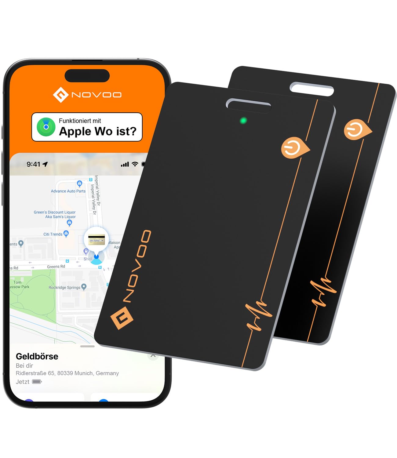 NOVOO Dünne Geldbörsen Tracker Wiederaufladbarer 2er Pack Air Tag Karte mit Apple Find My (nur iOS) Smart Bluetooth Geldbörsenfinder IP68 Wasserdicht SmartTag Card kompatibel für Wallet, Gepäck 2er Pack/Rechargeable Tracker Card Angebot bei HelloDeals