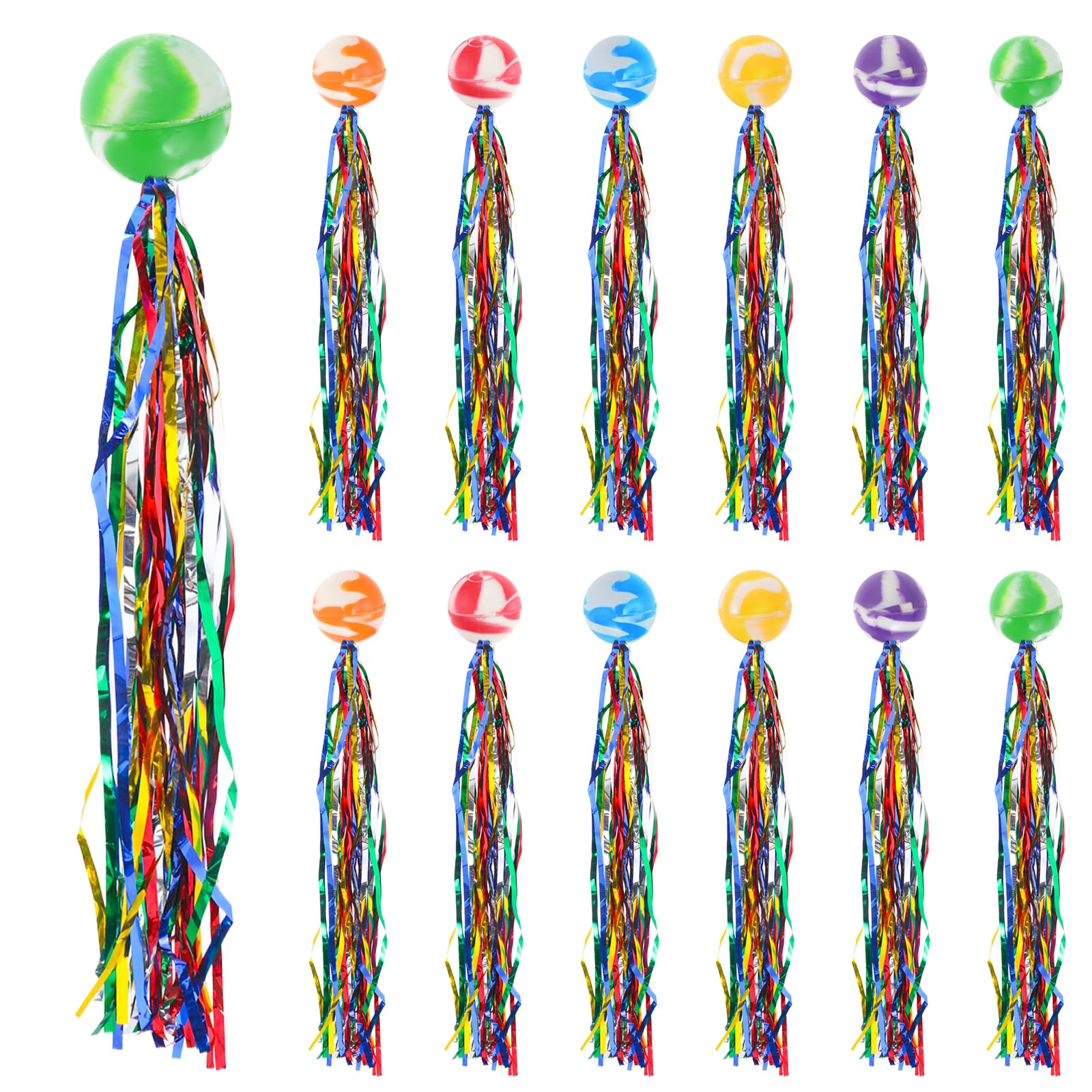 12 Stück Hüpfbälle für Kinder, Springball mit Farbige Bänder Hüpfball Kinder Mitbringsel kindergeburtstag Bounce Ball für Mitgebsel mitgebsel Kindergeburtstag Angebot bei HelloDeals