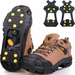 Spikes für Schuhe Winter mit 10 Anti Rutsch Spikes, Schuhspikes Anzuziehen Einfach AnSchuhen, Geeignet Zum Wandern, Wandern, Eisfischen, Schnee, EIS Usw. Winterliche Outdoor AktivitäTen L(39-46) Angebot bei HelloDeals
