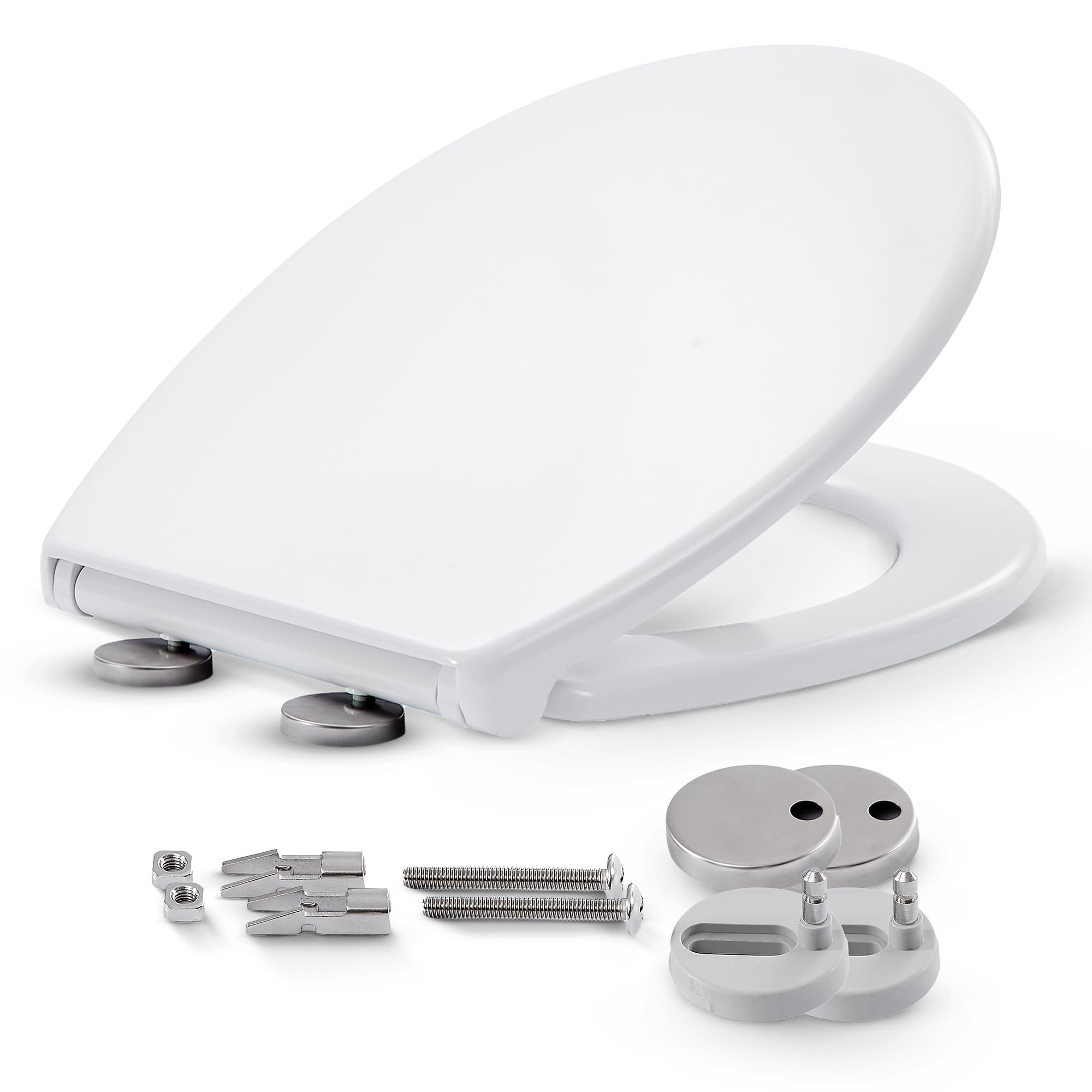 Arebos WC Sitz mit Absenkautomatik | Duroplast Klodeckel oval universell | (max. Belastung 150 kg) | Toilettensitz mit Klodeckel | einfache Montage | Toilettendeckel softclose Angebot bei HelloDeals