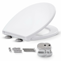 Arebos WC Sitz mit Absenkautomatik | Duroplast Klodeckel oval universell | (max. Belastung 150 kg) | Toilettensitz mit Klodeckel | einfache Montage | Toilettendeckel softclose Angebot bei HelloDeals