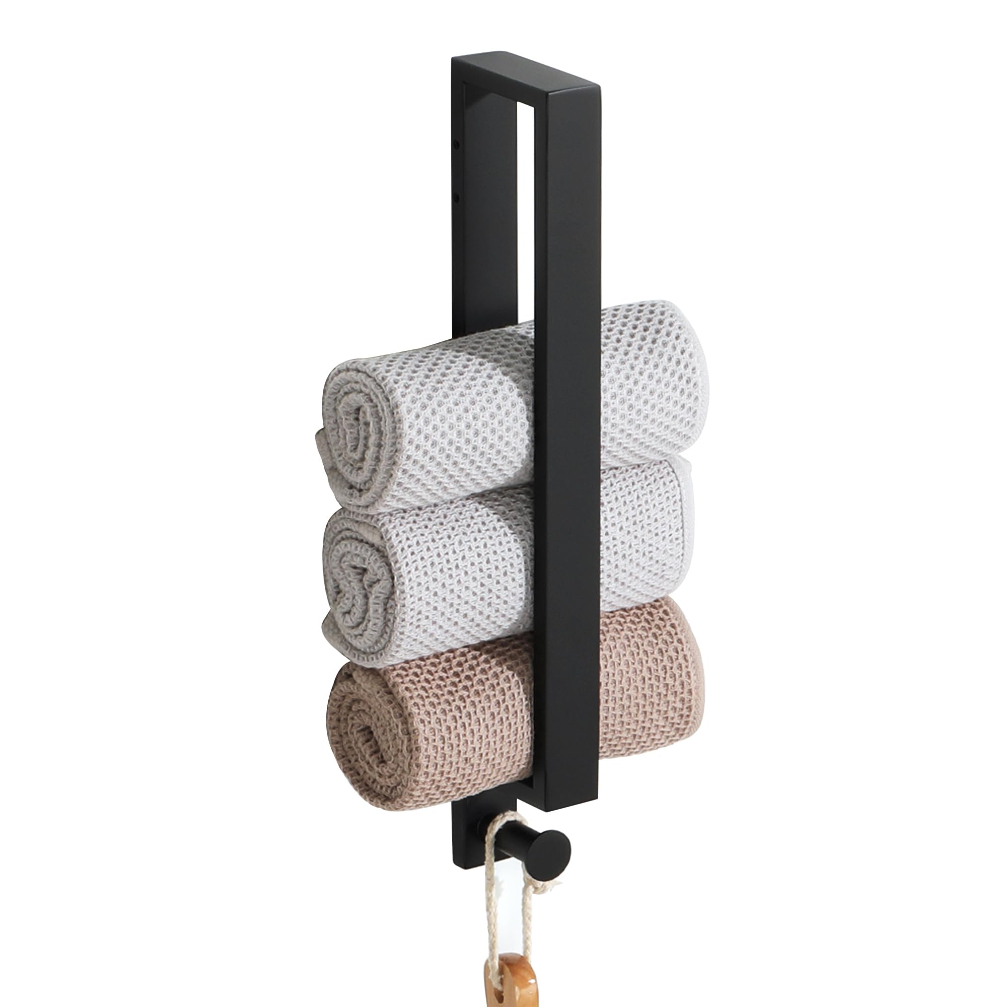 SAYAYO Handtuchhalter Schwarz 40cm Handtuchhalter zum Bohren Handtuchstange Edelstahl mit Haken Gästehandtuchhalter für Badezimmer und Küche 40cm-schwarz Bohren Angebot bei HelloDeals