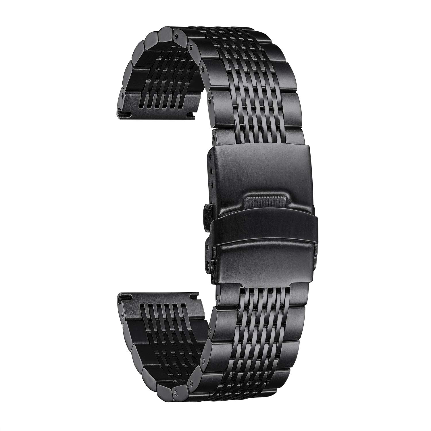 BINLUN Edelstahl Uhrenarmband 18mm 19mm 20mm 21mm 22mm 24mm Mesh Metall Uhrenarmband für Damen Herren Ersatz Armband Metallarmband Klassisch Poliert Edelstahlarmband in 5 Farben Schwarz 22mm Angebot bei HelloDeals