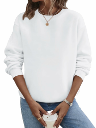 TICTICMIMI Lässige Damen-Sweatshirts mit Rundhalsausschnitt, langärmelig, lockere Passform, Herbst-Shirt L Weiss/Opulenter Garten Angebot bei HelloDeals