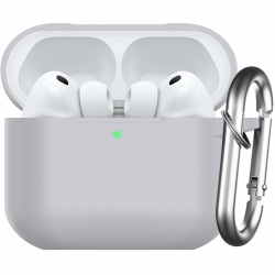 für AirPods Pro 3 Hülle 2025, Schützende Silikon Case für Air Pods Pro 3 Skin Front LED Sichtbar Silikon Hülle mit Karabiner, Grau For AirPods Pro 3 Grau Angebot bei HelloDeals