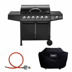 TAINO BASIC BBQ Gasgrill Grillwagen Edelstahl-Brenner + Seitenkocher Grill (Gasgrill BASIC 6+1 Set) BASIC 6+1 Gasgrill Set Angebot bei HelloDeals