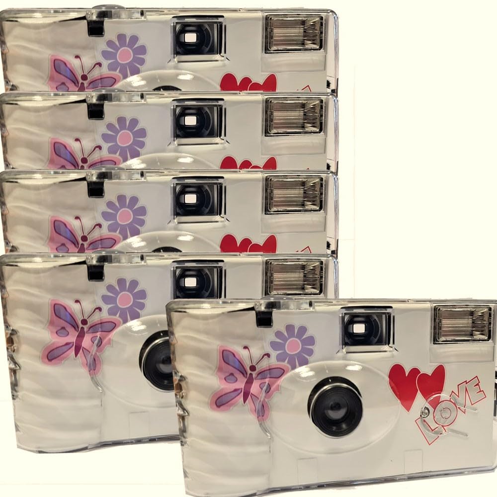 5 x 1A PHOTO PORST Hochzeitskamera mit Schmetterling/Einwegkamera/Partykamera (je 27 Fotos, mit Blitz, 5-er Pack) Angebot bei HelloDeals