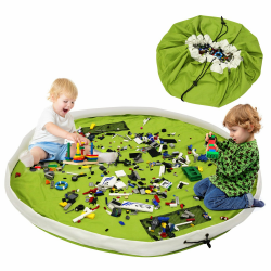 Kinderspielzeug-Aufbewahrungsbeutel, Baumwoll-Segeltuch-bewegliches großes einfaches aufgeräumtes Spiel u. Aufbewahrungs-Matte - schnellere Aufräumung! (Grün, 150cm) Angebot bei HelloDeals