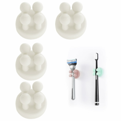 Zayin Silicone Toothbrush Zahnbürstenhalter Rasiererhalter Multifunktions-Haken Wasserdicht Selbstklebend Zahnbürstenhaken Stopfenhalter (4 Stück Weiß) Angebot bei HelloDeals