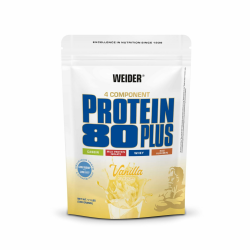 Weider - Protein 80 Plus - 4-Komponenten Protein Pulver - Hoher Proteingehalt mit 80% Eiweiß - Cremige Shakes mit Calcium & Vitamin B6 - 500g - Vanille Vanille 500 g Angebot bei HelloDeals