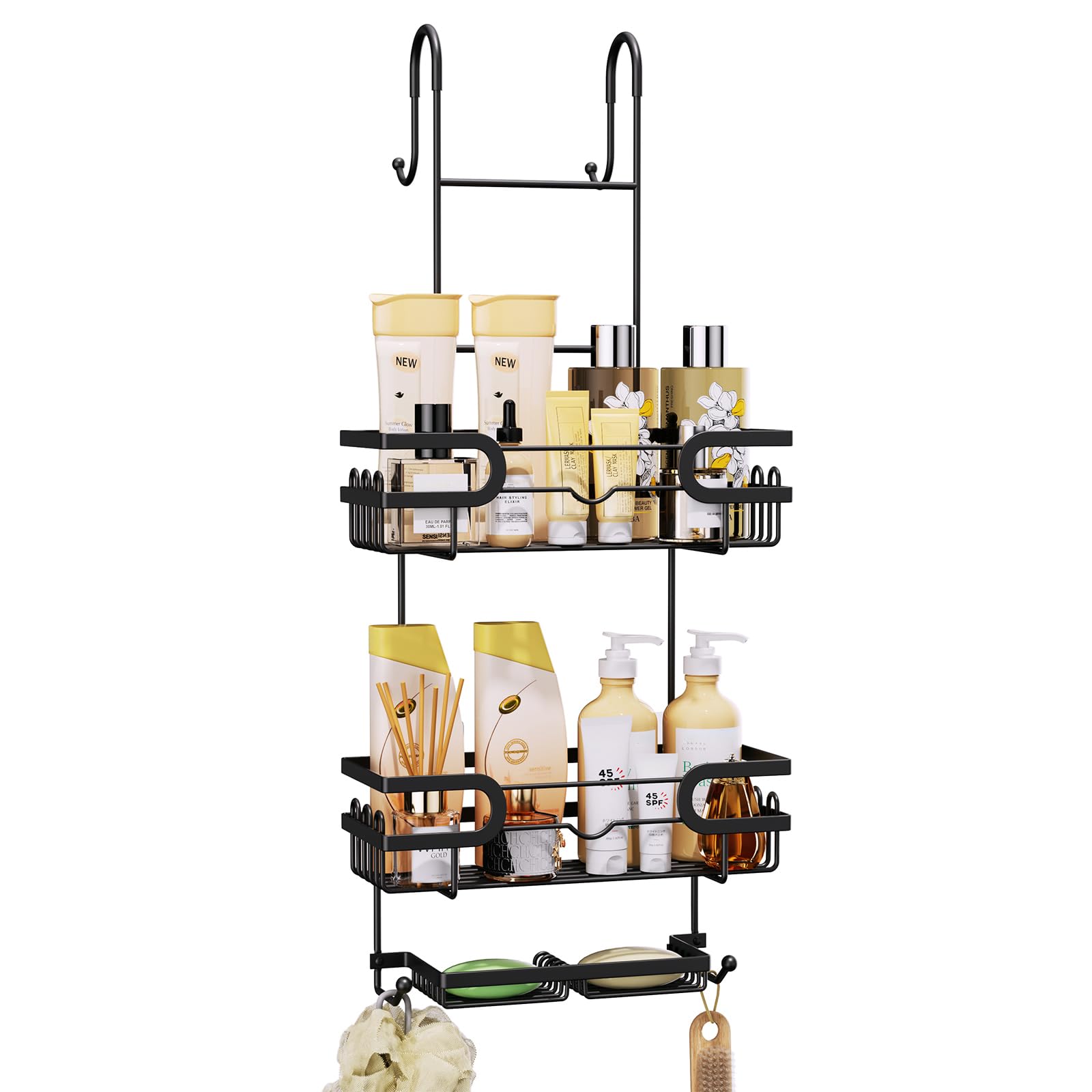 SWTYMIKI Duschablage zum Hängen Dschablagal Hängend - Duschregal zum Hängen Für Dusche Duschkorb, Duschregal Hängekorb Bad mit 2 Duschkörben & 2 Seifenablage, Shampoo Halterung Für Dusche mit 14 Haken type-1 Schwarz Angebot bei HelloDeals