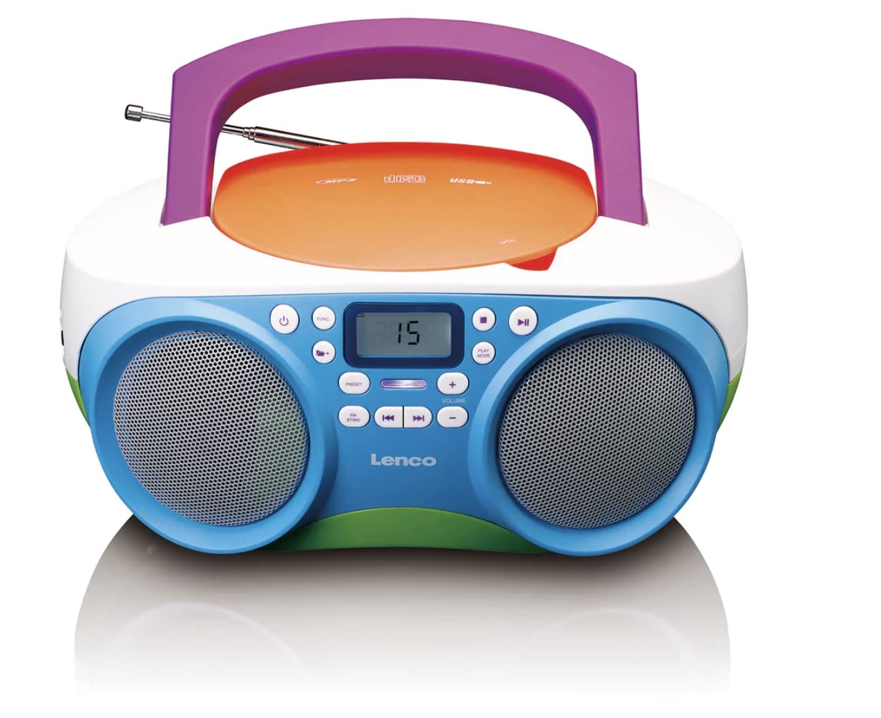 Lenco SCD-41 - CD-Player für Kinder - CD-Radio - Stereoanlage - Boombox - UKW Radiotuner - USB Anschluss - MP3-2 x 1 W RMS-Leistung - Netz- und Batteriebetrieb - Bunt Angebot bei HelloDeals