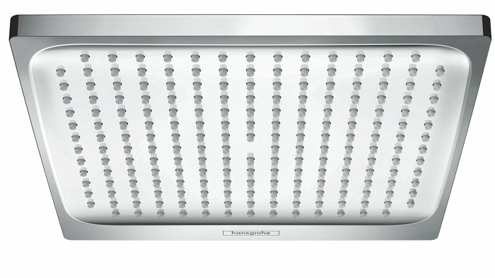 hansgrohe Crometta E - Kopfbrause, eckige Duschbrause (240 x 240 mm), Regendusche mit 1 Strahlart für Wand- oder Deckenmontage, Brausekopf mit Antikalk-Funktion, Chrom, 26726000 Silberfarben eckig 1 Strahlart Angebot bei HelloDeals