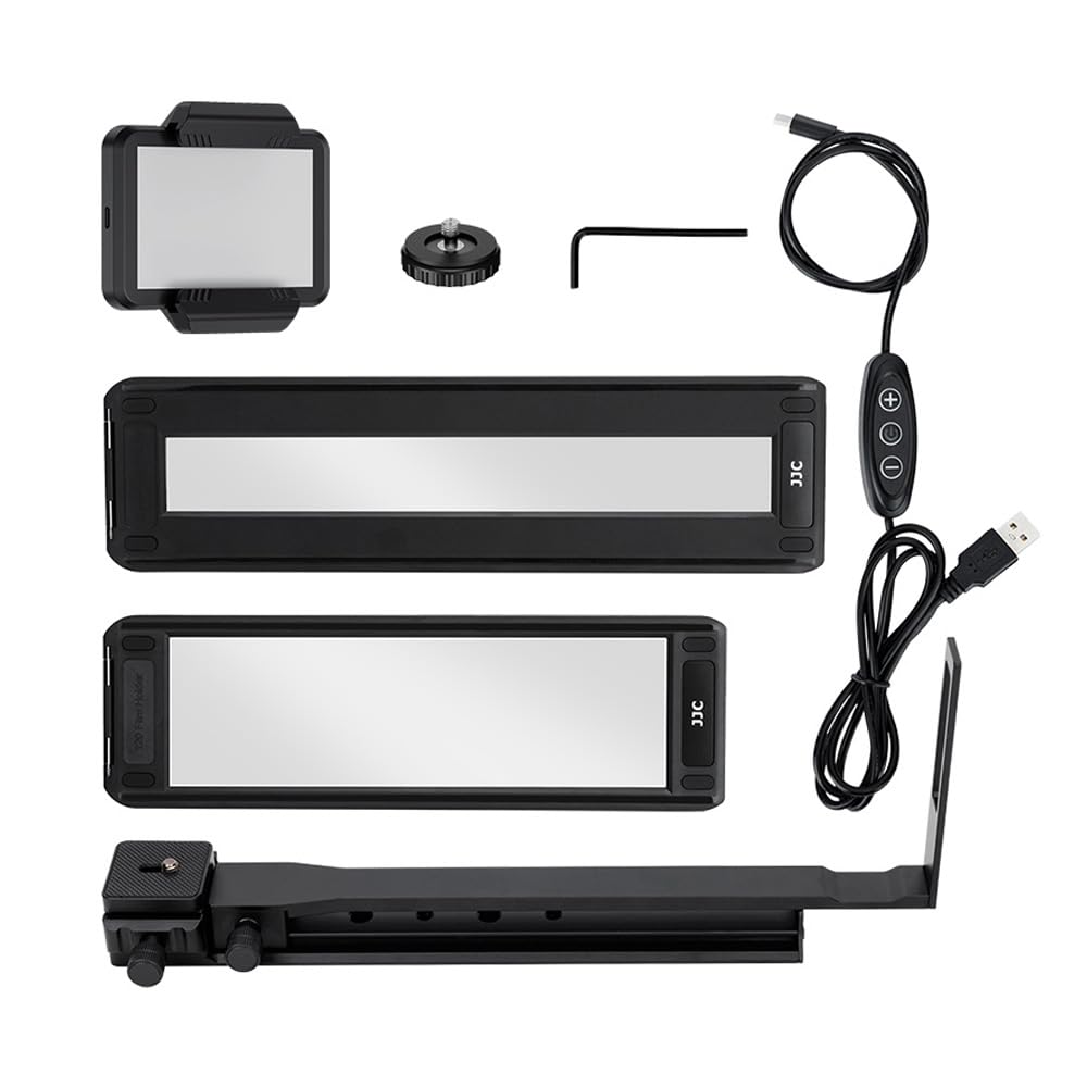 JJC 35 mm und 120 Film-Digitizer-Adapter, Film-Negativ-Scanner mit LED-Hintergrundbeleuchtung, 135 (35 mm) & 120 Filmhalter, Einstellstab für Negative, Kopieren, Digitalisieren, Wiederherstellen von Film-Digitalisierer-Kit Angebot bei HelloDeals