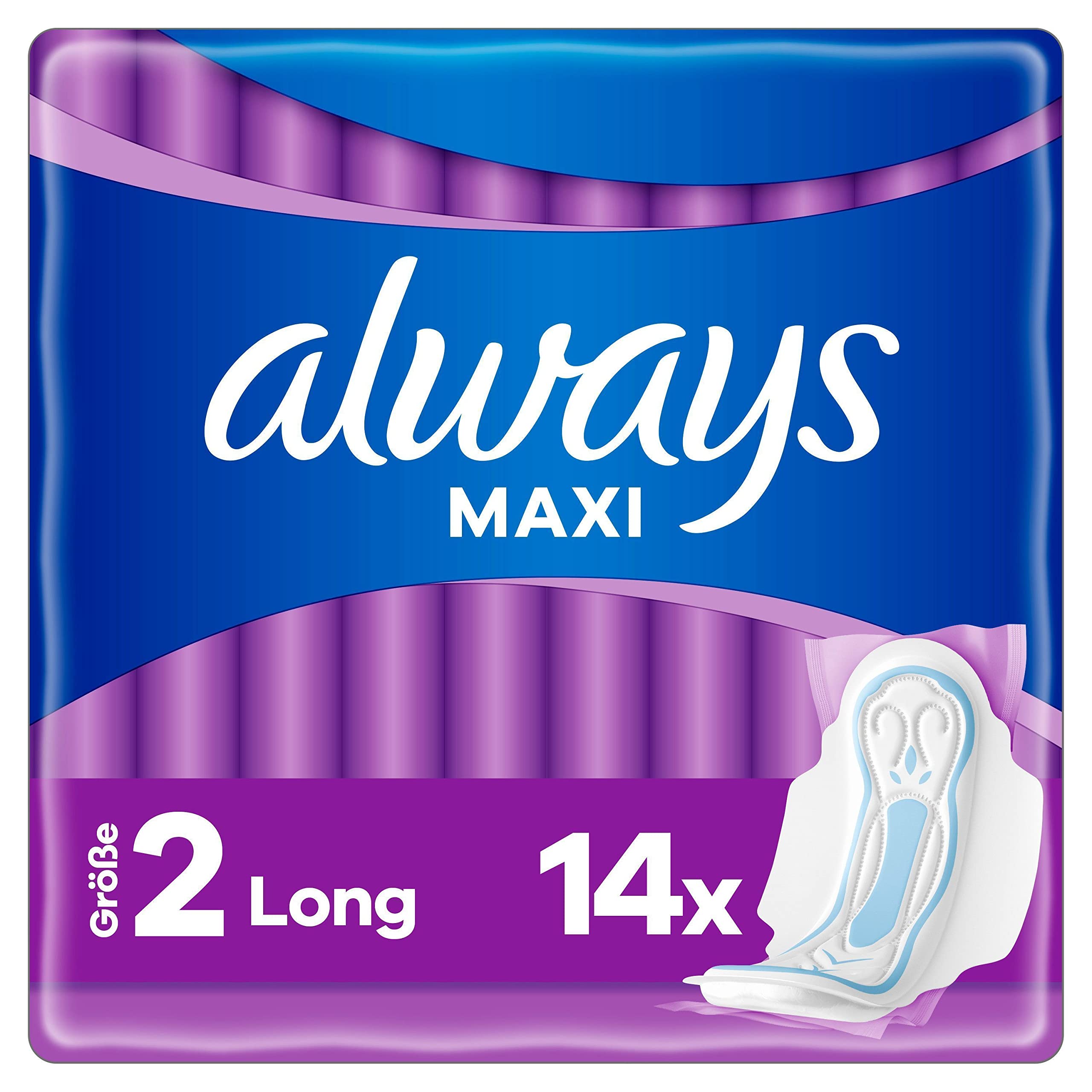Always Maxi Binden Damen Gr. 2, Long (14 Damenbinden mit Flügeln) weich und super saugfähig, geruchsneutralisierend und Auslaufschutz 1er Pack Maxi Long Angebot bei HelloDeals