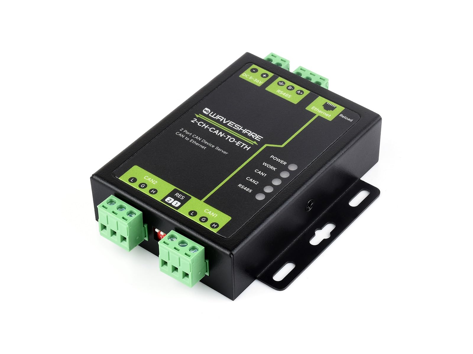 Waveshare 2-Channel CAN Bus to Ethernet Gateway Server with RS485 Port, Industrial Protocol Converter, Repeater, DIN-Rail & Wall Mount, with Dual Socket and Aluminum Case Angebot bei HelloDeals