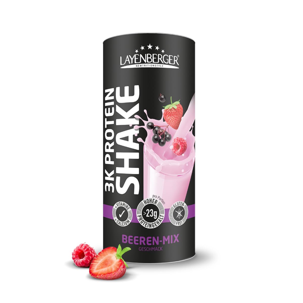 Layenberger 3K Protein Shake - 78% Eiweiß und nur 4,4% Kohlenhydrate bei nur 9 g Zucker, (1x 360 g) - Beeren-Mix Beeren-Mix 360 g (1er Pack) Angebot bei HelloDeals