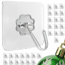 Menz Haken selbstklebend, 30 Stück Transparent Klebehaken extra stark (10 kg), Wasserdicht und wetterfest Wandhaken selbstklebend, Mehrzweck Klebe Haken für Küche, Bad, Deko Transparenter- 30er Angebot bei HelloDeals