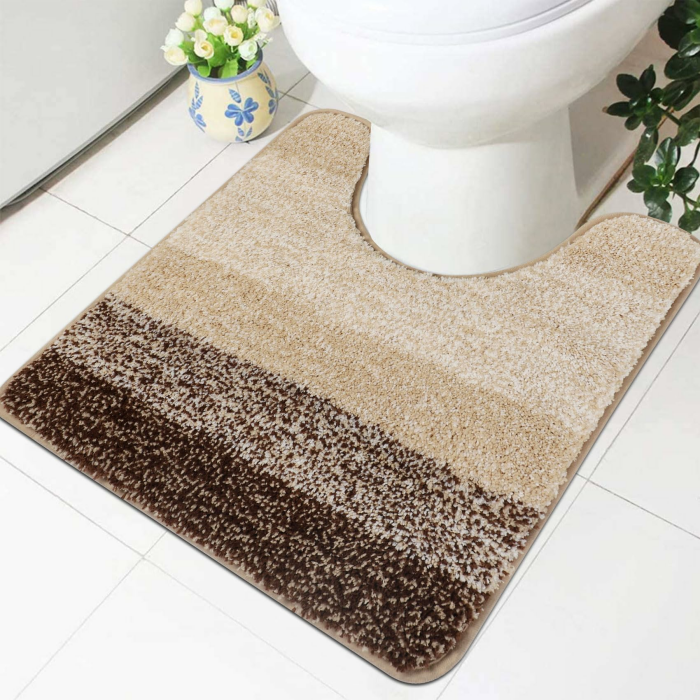 Famibay Badematte Rustschfest 50x50cm WC Vorleger mit Ausschnitt Beige WC Teppich Waschbar Badezimmerteppich Toilette Wasserabsorbierend Badteppich Mikrofaser für Toilette Badezimmer 50x50cm Kaffee Angebot bei HelloDeals