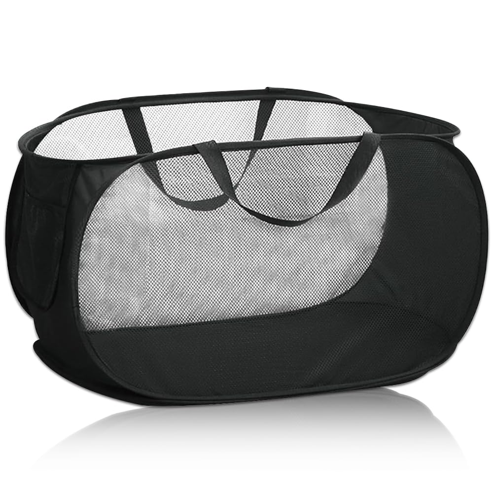 Pop-Up-Wäschekorb, 75L Pop-Up Faltbare Wäschekorb Mesh Laundry Hamper Baskets für Kinderzimmer College Dorm Camping Und Reisen(Schwarz) Angebot bei HelloDeals