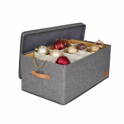 LOVE IT STORE IT Premium Aufbewahrungsbox für Weihnachtskugeln - Box für Christbaumschmuck aus Stoff - 30 Fächer, Tray komplett herausnehmbar - Grau - 58x36x25 cm Angebot bei HelloDeals