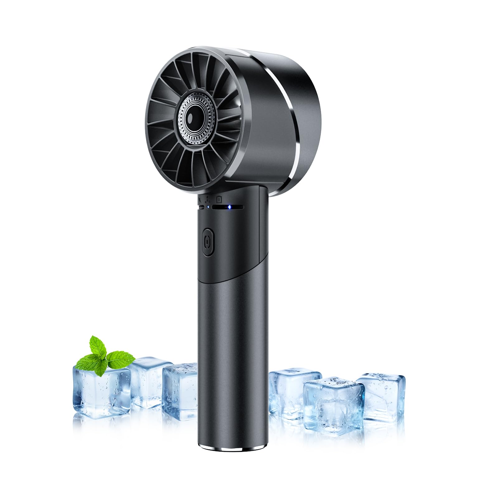 Handventilator, USB wiederaufladbarer tragbarer Turbo-Ventilator, 2600mAh Akku Mini Personal Fan, kleiner Taschenhandventilator für Reisen Camping Outdoor (Schwarz) Angebot bei HelloDeals