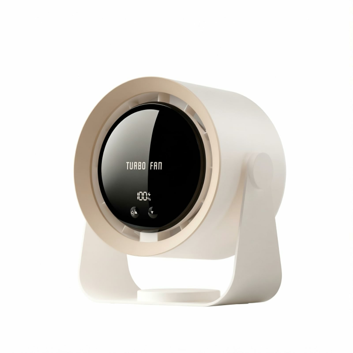 Tischventilator: USB-aufladbarer leiser Tischventilator mit 5400mAh Akku & LED-Display, stufenlose Geschwindigkeitsregelung, 90° schwenkbar & aufhängbar für Büro, Schlafzimmer, Wohnheim Khaki Angebot bei HelloDeals