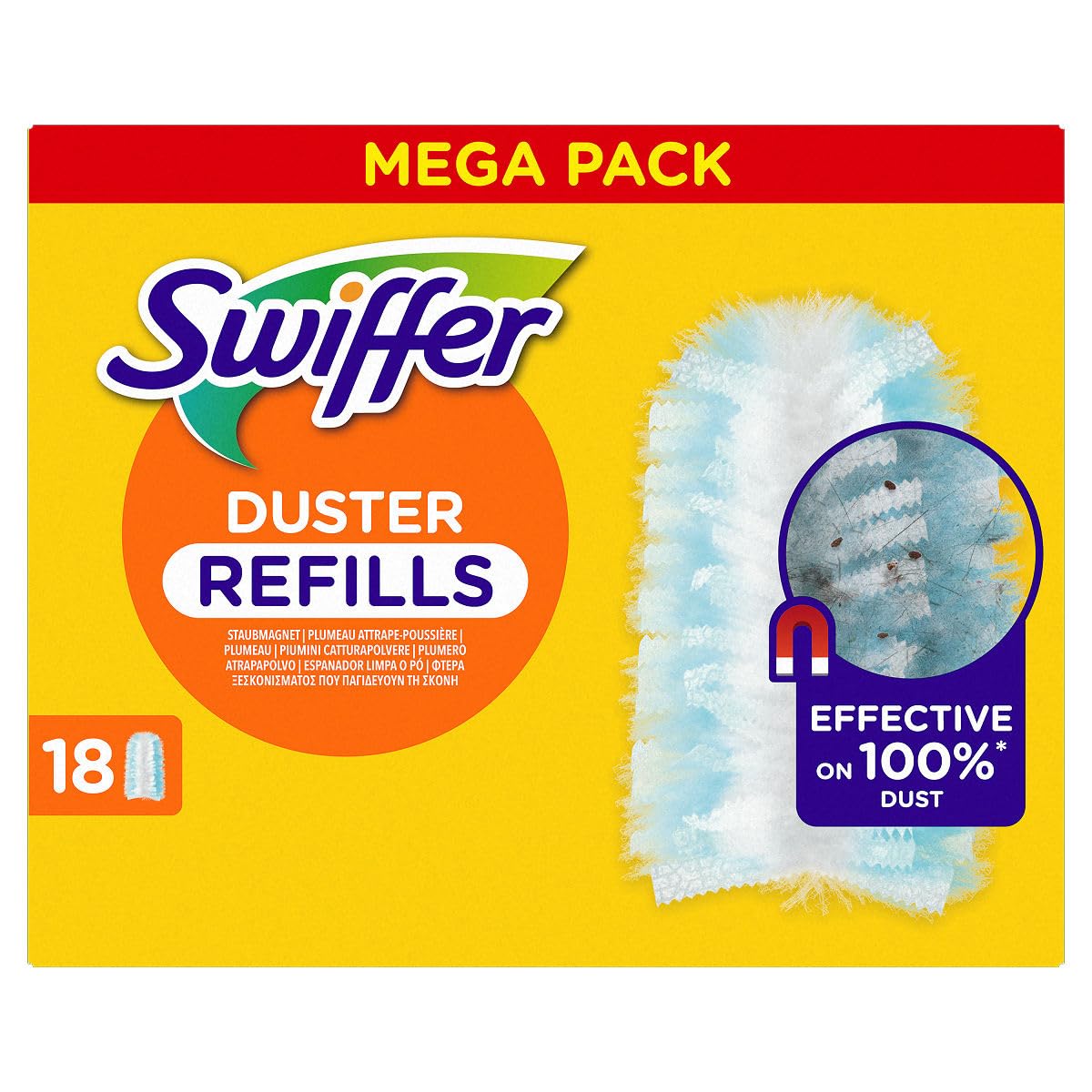 Swiffer Duster Staubwedel Nachfüllpackung, 18 Einheiten, fängt und fängt 3 x mehr Staub und Haare als EIN traditioneller Staubwedel, effektiv gegen 100% Staub, Griff separat erhältlich Angebot bei HelloDeals