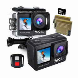 Helmkamera Motorrad Action Cam 5K30FPS,unterwasserkamera,Unterstützung 4K60FPS,50MP WiFi,170° Ultra Weitwinkel Full HD mit EIS, 2.4G Fernbedienung,für Fahrrad Motorrad Angebot bei HelloDeals