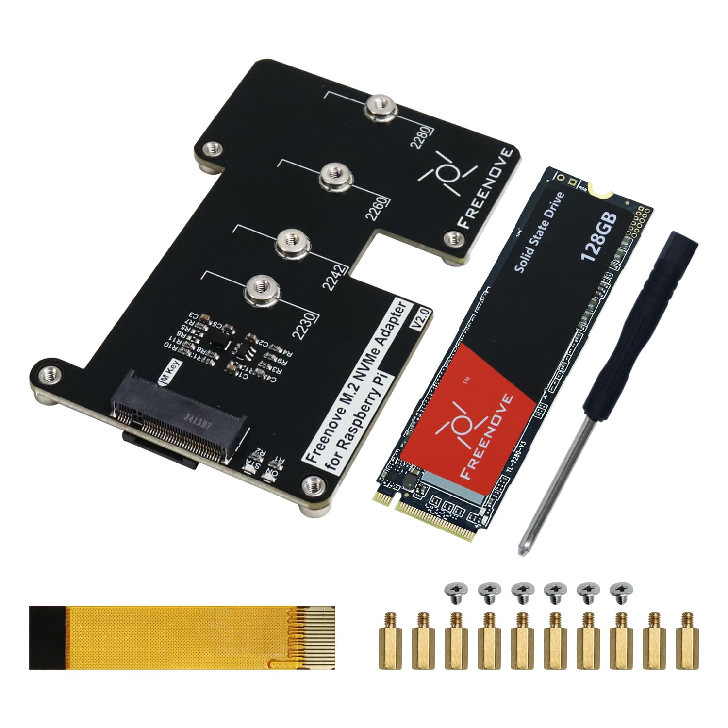 Freenove M.2 NVMe Adapter V2 for Raspberry Pi 5 (with 128GB SSD), M.2 HAT Add-on Board, Solid State Drive, PCIe 2.0/3.0, Tested Speed 800 MB/s V2 with 128GB SSD Angebot bei HelloDeals