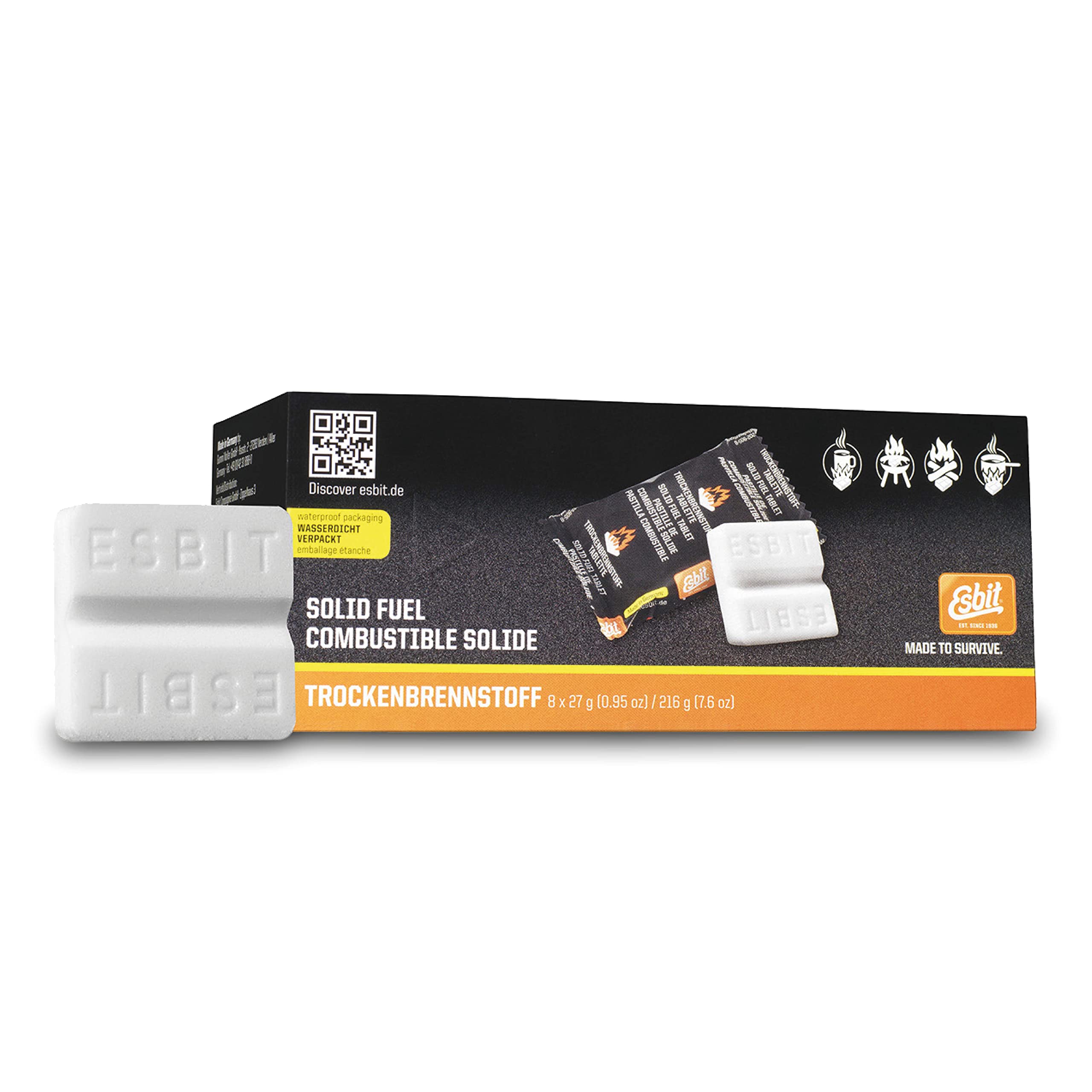 Esbit Trockenbrennstoff-Tabletten - Made in Germany - für Campingkocher zum Kochen und Erwärmen von Speisen und Getränken 8 x 27 g Angebot bei HelloDeals