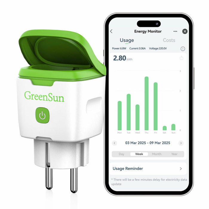 GreenSun WLAN Steckdose Outdoor - Zeitschaltuhr Aussenbereich Stromzähler für Steckdose Aussensteckdose Wasserdicht IP44 mit Strommessung Zeitschaltuhr Kompatibel mit Alexa Google Home 16A 2,4GHz Wifi 1PC-Smart Life APP Angebot bei HelloDeals