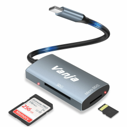 Vanja SD Kartenleser USB C, High-Speed USB 3.0 Micro SD Karten Adapter für SD SDXC SDHC MicroSD | Kompatibel für iPhone 17/16/15, MacBook Pro/Air, iPad Pro, Laptop, Galaxy Smartphones Angebot bei HelloDeals