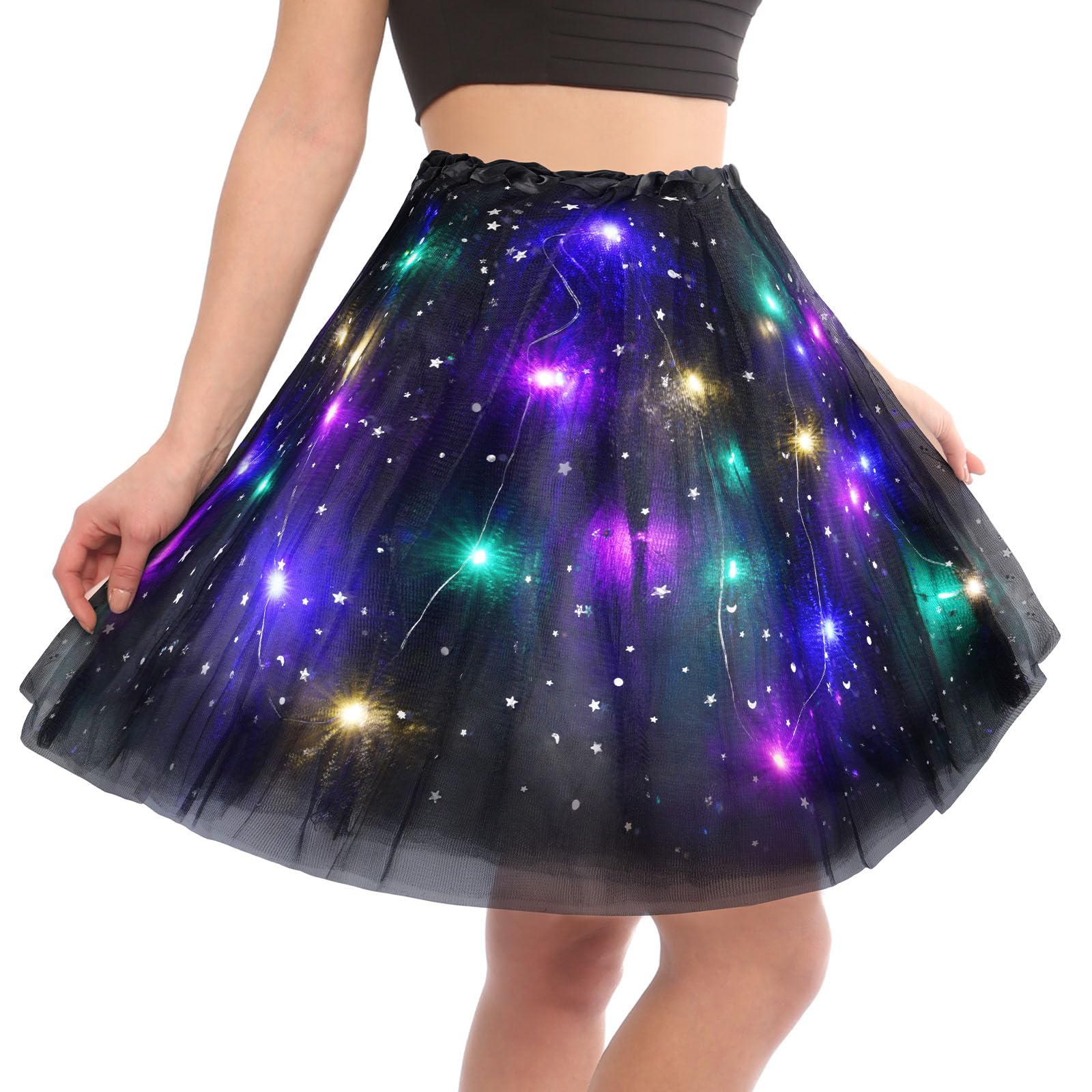 Tutu Rock LED, Erwachsen Teenager Tutu Party für Fasching Karneval Motto Party Ballett Dress Halloween Kostüm, 40CM(Schwarz) Angebot bei HelloDeals