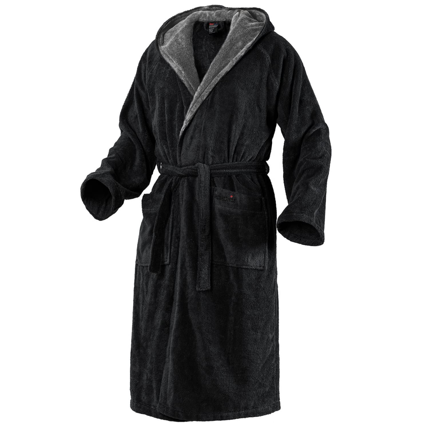 Mount Swiss Bademantel Damen Herren ARBON mit Kapuze aus edler Baumwolle I Morgenmantel flauschig I Frottee I Kimono mit Farb- & Größenauswahl S - 8XL I Bath-Robe Öko-Tex Standard 100 XXL Schwarz Angebot bei HelloDeals