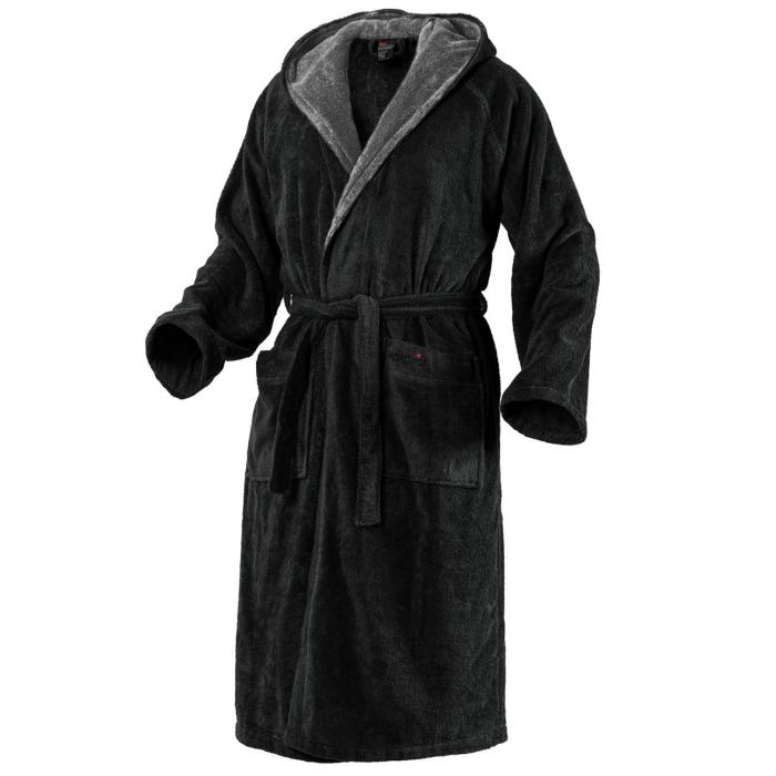 Mount Swiss Bademantel Damen Herren ARBON mit Kapuze aus edler Baumwolle I Morgenmantel flauschig I Frottee I Kimono mit Farb- & Größenauswahl S - 8XL I Bath-Robe Öko-Tex Standard 100 XXL Schwarz Angebot bei HelloDeals