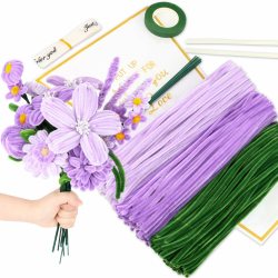 Pfeifenreiniger Blumen Set 315 Stück, Pfeifenputzer zum Basteln, 3 Farben (Grün, Lila, Helllila), Pfeifenreiniger, Bastelset Erwachsene, basteln Angebot bei HelloDeals