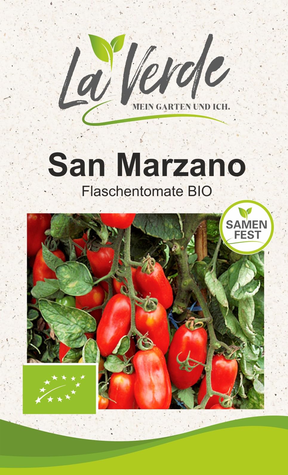 La Verde MEIN GARTEN UND ICH. San Marzano BIO Tomatensamen für ca. 8–10 Pflanzen, aromatische Flaschentomate, schnittfeste Früchte, Saatgut ohne Gentechnik Flaschentomate San Marzano BIO Angebot bei HelloDeals